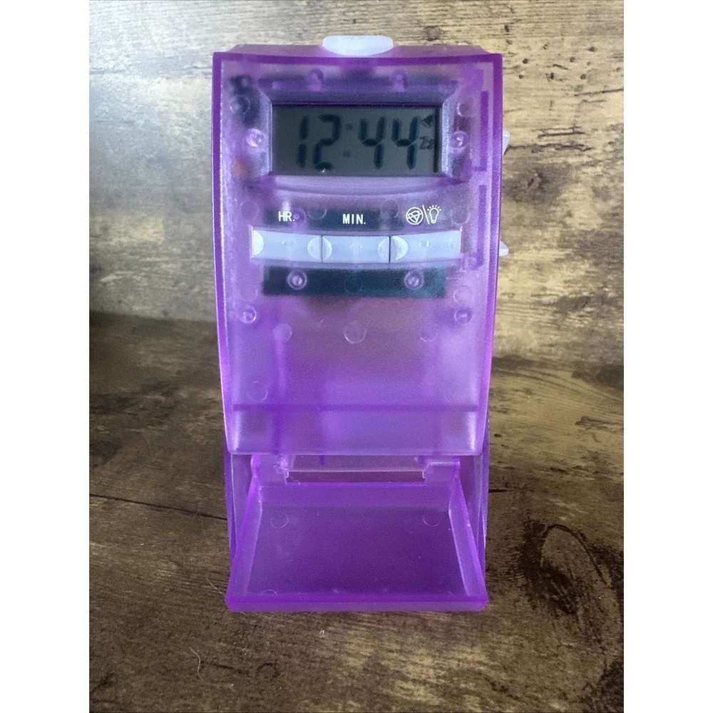 Vintage Purple See Through Pharmaceutical Desk Clock Tested And Working Clean